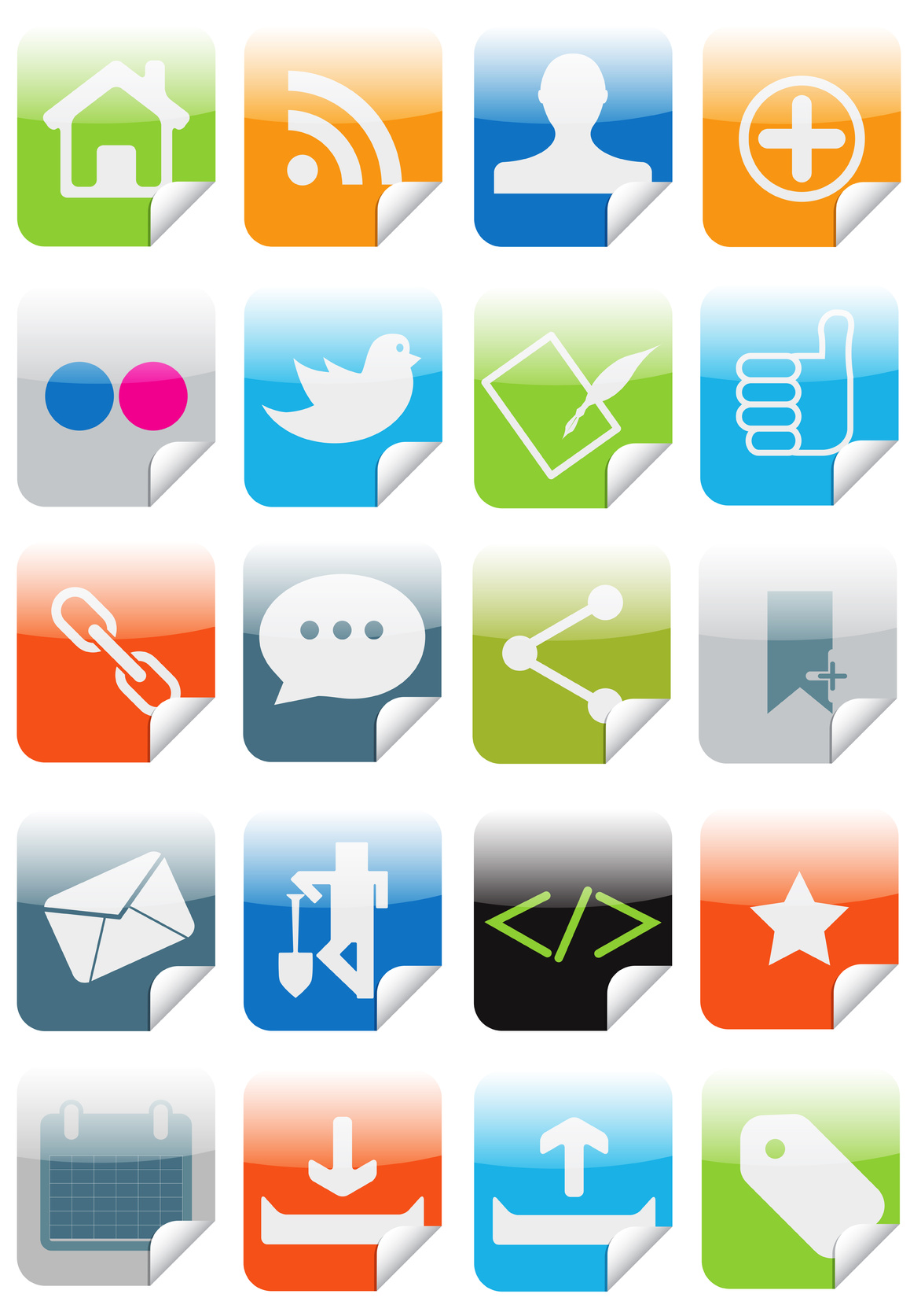 Sticker shaped social media icons